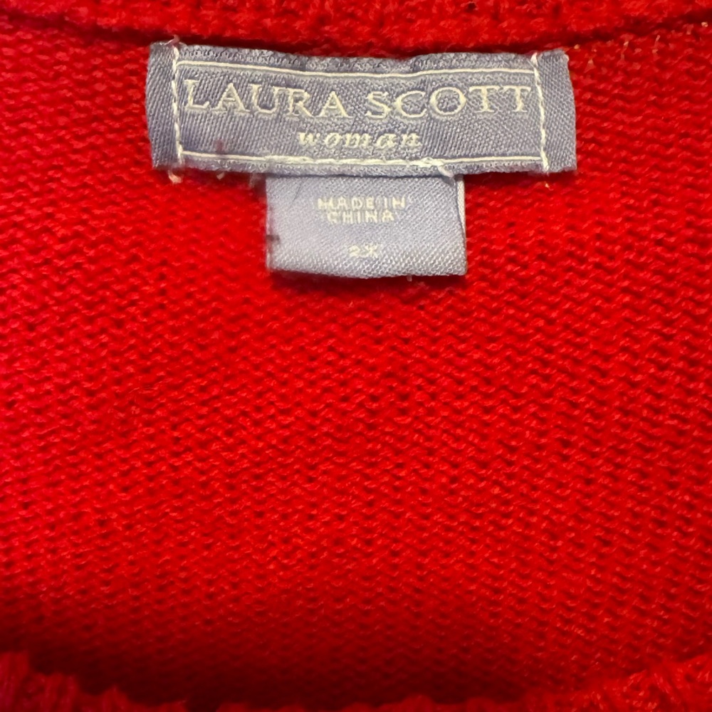 Laura Scott Red Scottie Dog Sweater Women’s 2X Pullover Top - Picture 3 of 4